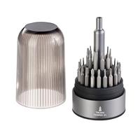 TROIKA Set di attrezzi BIT PEN TOWER 31 con 30 punte di precisione e supporto magnetico adatto per riparazioni in casa, set in alluminio, acciaio al cromo vanadio, silicone, colore grigio