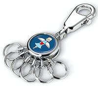 TROIKA TB-KYR01-A185 - Portachiavi con moschettone - 6 anelli intercambiabili - Angelo custode - Regalo per principianti - Metallo lucido - Cromato - Blu Originale, Blu/multicolore., 6 Ringe