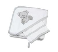 TROIS KILOS SEPT - Asciugamano da bagno per neonati con cappuccio + guanto di spugna abbinato - Morbido velluto - Asciugamano - Regalo misto per bambini e bambine - Motivo orsetto - Kinousses