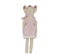 Trois Kilos Sept - Bambola Tessuto Baby - Nascita - Giocattolo di risveglio - Neonato - Popeline di cotone 100% organico - gatto - rosa - 20 cm