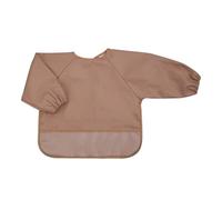 Trois Kilos Sept, Bavaglino Grembiule a maniche lunghe, idrorepellente con recuperatore, lavabile a 30 °C, a partire da 6 mesi, 34 x 40 cm, terracotta, Taglia unica