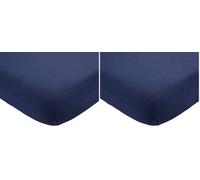 Trois Kilos Sept - Lenzuolo con Angoli Bambino - 70 x 140 cm - 100% Cotone - Jersey Elasticizzato - Marina (Confezione da 2)