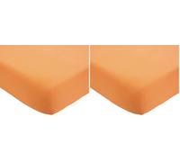 Trois Kilos Sept - Lenzuolo con angoli elasticizzati per neonati, 70 x 140 cm - 100% Cotone - Etichetta Oeko-TEX - Jersey estensibile - Albicocca (Confezione da 2)
