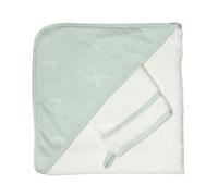 Trois Kilos Sept - Mantello da bagno per neonati, 70 x 70 cm, con cappuccio e guanto, spugna 100% cotone, motivo onde, ultra morbido e assorbente, fin dalla nascita