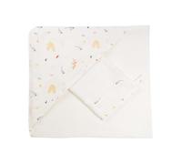 Trois Kilos Sept - Set da bagno per bambini con foresta - Mantello con cappuccio + guanto - 100% cotone morbido e assorbente - Certificato Oeko-TEX Standard 100 - Motivo foresta - 70 x 70 cm