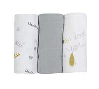 Trois Kilos Sept - Set di 3 Mussole per neonato / bambini - Certificé Oeko-tex - 70 x 70 cm - Motivo I love you