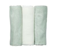 Trois Kilos Sept - Set di 3 pannolini per neonato, 100% mussola di cotone, multiuso, asciugatura rapida, certificato Oeko-TEX® Standard 100, verde acqua, motivi oceano, 70 x 70 cm
