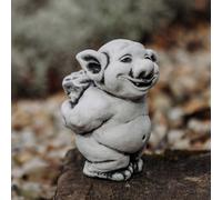 Troll saluto floreale folletto statua in pietra 18 cm 3 kg grigio cemento bia...