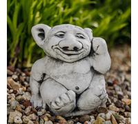 Troll XXL dito nell'orecchio folletto figura in pietra 26 cm 15 kg cemento bi...