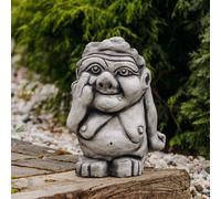 Troll XXL nonna con dito medio figura in pietra 36 cm 21 kg cemento bianco an...
