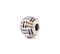 Trollbeads Charm in vetro con linee ritmiche, realizzato a mano, per braccialetti e collane