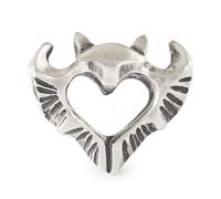 TROLLBEADS Ciondolo a forma di pipistrello a forma di cuore, simbolo dello spirito selvaggio e del cuore tenero, in argento Sterling, collezione Hygge, design di Louise Rimpler