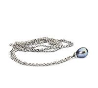 Trollbeads Fantasy TAGFA 00056 - Collana con perle di pavone in argento sterling, lunghezza: 60 cm, colore: Argento/Blu, misura unica, Argento, Nessuna pietra preziosa