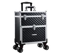 Trolle Make up con Rotelle Valigetta Trucchi Professionali e Cassetti Trolley Estetista Valigetta Parrucchieri per Make-up Artist e Parrucchieri, Tecnici delle Unghie, con Borsa Scollegabile, Nero