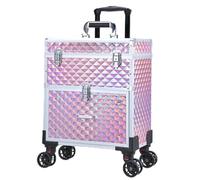 Trolle Make up con Rotelle Valigetta Trucchi Professionali e Cassetti Trolley Estetista Valigetta Parrucchieri per Make-up Artist e Parrucchieri, Tecnici delle Unghie, con Borsa Scollegabile, Rosa