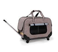 Trolley a quattro ruote per animali domestici, per cani di taglia media grande con ruote rimovibili, manico telescopico e finestre in rete,per animali domestici fino a 20 kg (grigio)
