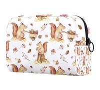 Trolley a spinta a forma di scoiattolo con nocciole, borsa per cosmetici da donna, borsa da viaggio grande per trucchi, pratica borsa organizer con cerniera, Multi, 18.5x7.5x13cm/7.3x3x5.1in, Beauty