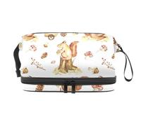 Trolley a spinta a forma di scoiattolo con noci, borsa per cosmetici a doppio strato, per donne e ragazze, borsa da viaggio per trucchi pratica borsa organizer con scomparto per pennelli, Multi,