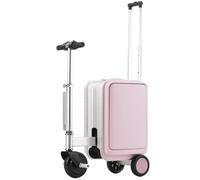 trolley bagaglio a mano valigia trolley trolley cabina valigia elettrica cavalcabile per bambini valigia scooter elettrico, asta in lega di alluminio, porta di ricarica USB, carico 110kg,Pink