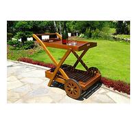 TROLLEY BAR IN LEGNO DI ACACIA MASSICCIO PORTA VIVANDE PER ARREDAMENTO ESTERNO E GIARDINO