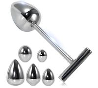 Trolley butt plug in metallo con 5 punte di ricambio di dimensioni diverse, set di plug anali per la stimolazione del punto G e l'allenamento anale SM sex toys per donne e uomini