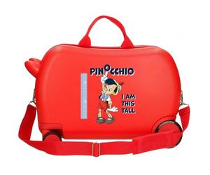 Trolley Cavalcabile Pinocchio Disney per Bambini 45 cm Valigia Rigida ABS con 4 Ruote Multidirezionali e Tracolla Regolabile Bagaglio a Mano 246 Litri Valigia Bambino 3-6 Anni Rosso 31x45x20 cm