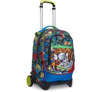 Trolley con zaino staccabile SJ Seven Boy Leone Tigre, 2 Scomparti, Spallacci Imbottiti, Per Bambina, Scuole Elementari + portachiave fischietto e 7 penne multicolore