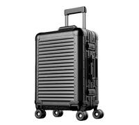 Trolley da 20 pollici in lega di alluminio Dual-Lock Spinner con ruote multidirezionali, valigia con serratura a combinazione doganale, bagaglio a cabina business di grande capacità, Nero , 39cm*24cm