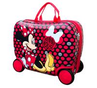 Coriex Trolley Cavalcabile Disney Minnie Mouse, Valigia da Viaggio per Bambini Rigida in ABS, Cavalcabile Trainabile con Tracolla 23L 45 x 22 x 34 cm, Multicolore