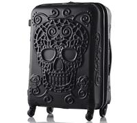Trolley da viaggio con teschio, trolley da viaggio, elegante e comodo per le tue avventure, Nero , 28inch