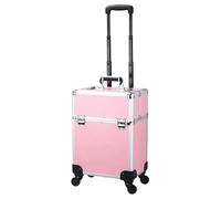 Trolley da viaggio for il trucco, trolley professionale for il trucco con divisori regolabili, organizer for smalti, trolley da viaggio for gioielli(Pink)