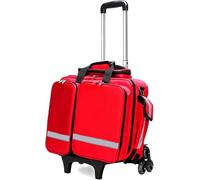 Trolley di pronto soccorso professionale con ruote, grande capacità, impermeabile, kit trauma di emergenza con divisori interni, portatile per EMT, EMS, paramedici uso esterno, Rosso