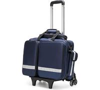 Trolley di pronto soccorso professionale con ruote, grande capacità, impermeabile, kit trauma di emergenza con divisori interni, portatile per EMT, EMS, paramedici uso esterno, Blu