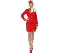 Trolley Dolly Costume Donna Vergine Air Hostess Cabin Girocollo Costume UK 8-18