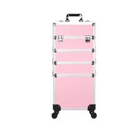 Trolley for cosmetici con ruote, grande capacità, 4 in 1, in alluminio, professionale, da viaggio, girevoli Per Estetista Parrucchiere Da Viaggio