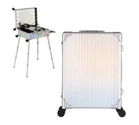 Trolley in alluminio per trucco con luci a LED Studio professionale per cosmetici, 3 tonalità di luce, ruote e supporti (Dazzling Stripes 58X45X23cm)