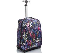 Trolley Invicta , Abstract Jungle, Blu, 2 in 1 con Spallacci per uso Zaino