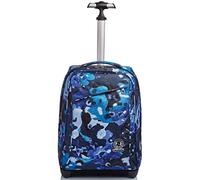 Invicta Trolley Scuola, Blu, Camo Shades, 2 in 1, Doppio Uso, Zaino con Carrello Fisso e Crossover System, Viaggio, Unisex