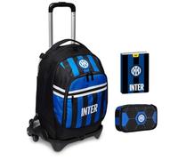 Trolley Jack-3WD Scuola Inter nerazzurro con zaino staccabile By Seven + astuccio quick case + Diario 2024/2025 + 7 penne a scatto e portachiave calcio