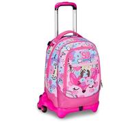 Trolley Jack-3WD Scuola Pinkhugs Gattina con zaino staccabile By Seven + 7 penne a scatto e portachiave pailettes e penna sirena