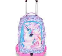 SJ GANG STYLE JAM GANG Trolley Scuola Jack 8 ruote GLOW LED UNICORN GIRL, Rosa, 34L, Scomponibile, Uso Zaino, Cross-over System, Spallacci a scomparsa, Tasca portaborraccia, Elementari e medie,Bambina