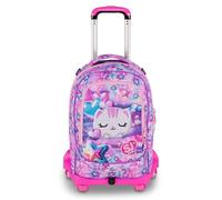 SJ GANG STYLE JAM GANG Trolley Jack 8 ruote GLOWCAT, Rosa, 34L, Scomponibile, Crossover System, 3 in 1, Spallacci a scomparsa, Tasca portaborraccia, Barra regolabile, Scuola elementare, Bambina