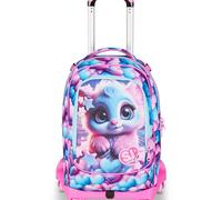SJ GANG STYLE JAM GANG Trolley Scuola Jack 8 ruote MAGICAL FANTASY GIRL, Rosa, 34L, Scomponibile, Uso Zaino, Cross-over System, Spallacci a scomparsa, Tasca portaborraccia, Elementari e medie, Bambina
