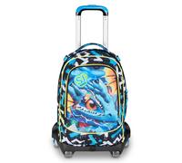 SJ GANG STYLE JAM GANG Trolley Scuola Jack 8 ruote MELT DRAGON BOY, Celeste, 34L, Scomponibile, Uso Zaino, Cross-over System, Spallacci a scomparsa, Tasca portaborraccia, Elementari e medie, Bambino