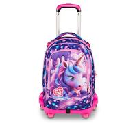 SJ GANG STYLE JAM GANG Trolley Jack 8 ruote PIXIE UNICORN, Viola, 34L, Scomponibile, Crossover System, 3 in 1, Spallacci a scomparsa, Tasca portaborraccia, Tasca frontale, Scuola elementare, Bambina