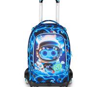 SJ GANG STYLE JAM GANG Trolley Scuola Jack 8 ruote SPACE LED BOY, Blu, 34 L, Scomponibile, Uso Zaino, Cross-over System, Spallacci a scomparsa, Tasca portaborraccia, Elementari e medie, Bambino