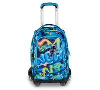 SJ GANG STYLE JAM GANG Trolley Jack 8 ruote SPACE RIDE, Blu, 34L, Scomponibile, Crossover System, 3 in 1, Spallacci a scomparsa, Tasca frontale con astronauta 3D, Scuola elementare, Bambino