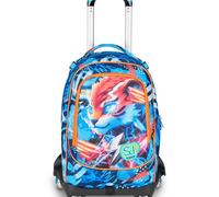 SJ GANG STYLE JAM GANG Trolley Scuola Jack 8 ruote SPEED ANIMAL BOY, Celeste, 34L, Scomponibile, Uso Zaino, Cross-over System, Spallacci a scomparsa, Tasca portaborraccia, Elementari e medie, Bambino
