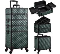 Trolley Make Up 4 in 1 Trolley Estetista Valigia Porta Trucchi Valigetta Trucchi Trolley Trucco Valigetta Trucco Valigia Make Up Valigetta Uhgie,Verde Scuro