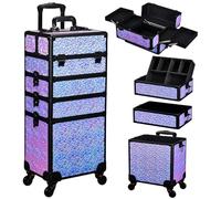 Trolley Make Up 4 in 1 Trolley Estetista Valigia Porta Trucchi Valigetta Trucchi Trolley Trucco Valigetta Trucco Valigia Make Up Valigetta Uhgie Beauty Case, Gradiente Viola